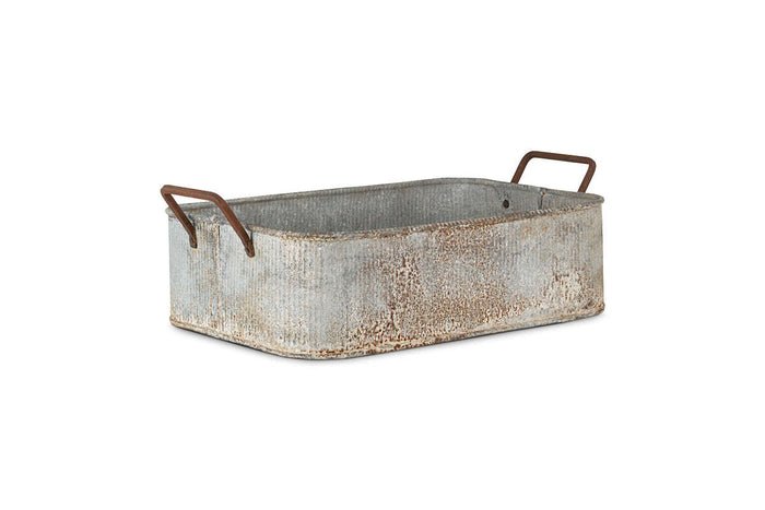 Nkuku Japos Outdoor Planter Tray – Aged Zinc — plant pot from Botanic Row