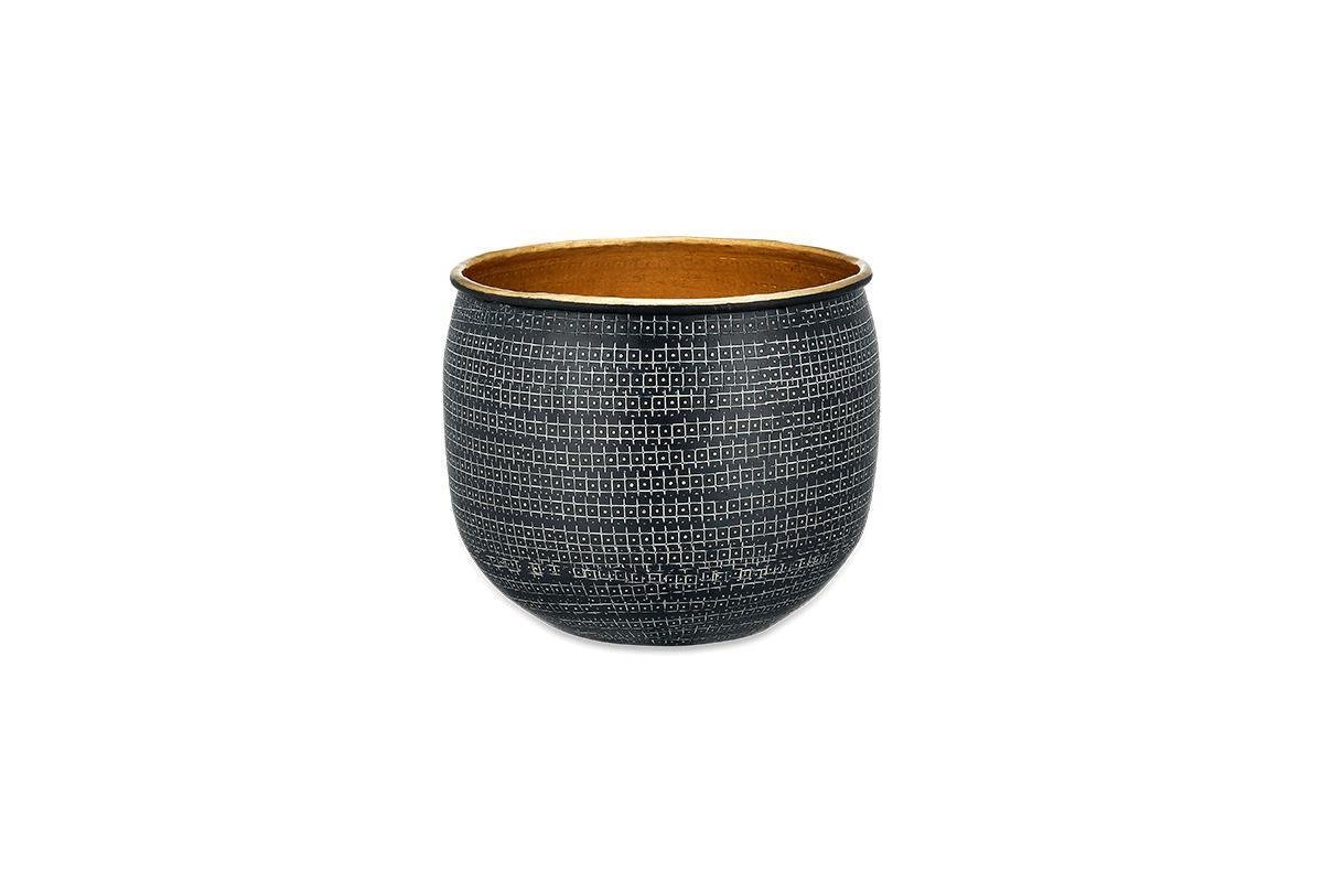 Nkuku Tembesi Etched Planter – Antique Black & Brass