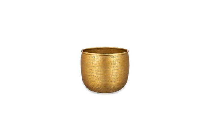 Nkuku Tembesi Etched Planter – Antique Brass — plant pot from Botanic Row