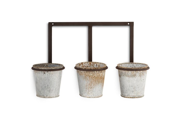 Nkuku Tukana Triple Wall Hung Planter – Zinc — plant pot from Botanic Row